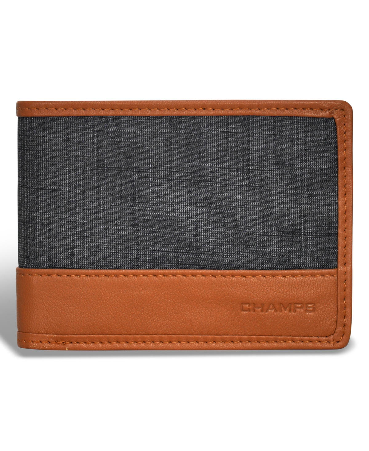 Champs Men's Denim Collection Leather Center Wing Wallet In Black