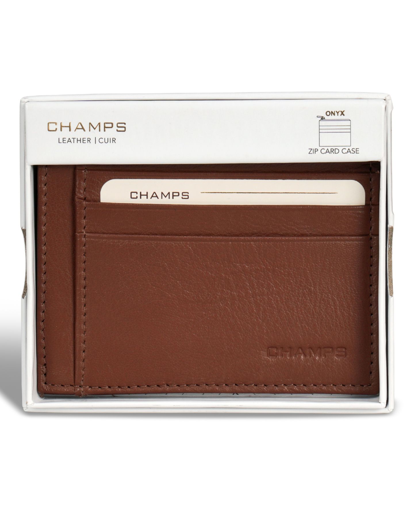 Мужской кошелёк CHAMPS Onyx Collection Leather Zip Card Case, цвет: Чёрный — фото 9