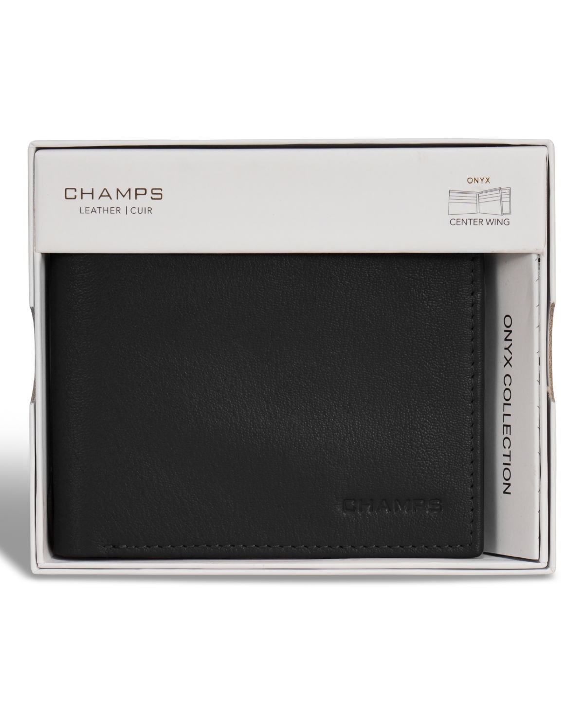 Shop Champs Men's Onyx Collection Leather Center Wing Wallet In Black