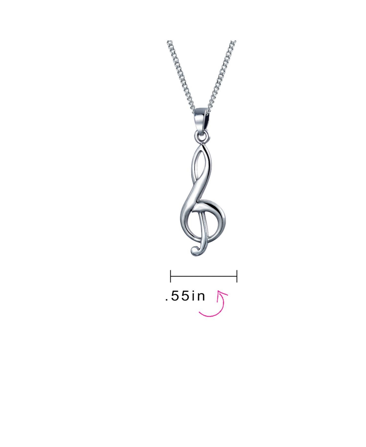 Bling Jewelry Simple Classic Singer Musician Teacher Student Treble Clef Music Note Pendant Necklace For Women .925 SterlingWith Chain - Silve