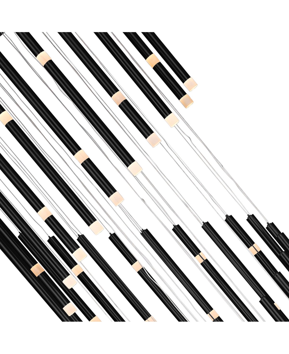 Shop Cwi Lighting 90" Metal Flute 54 Light Led Chandelier In Black