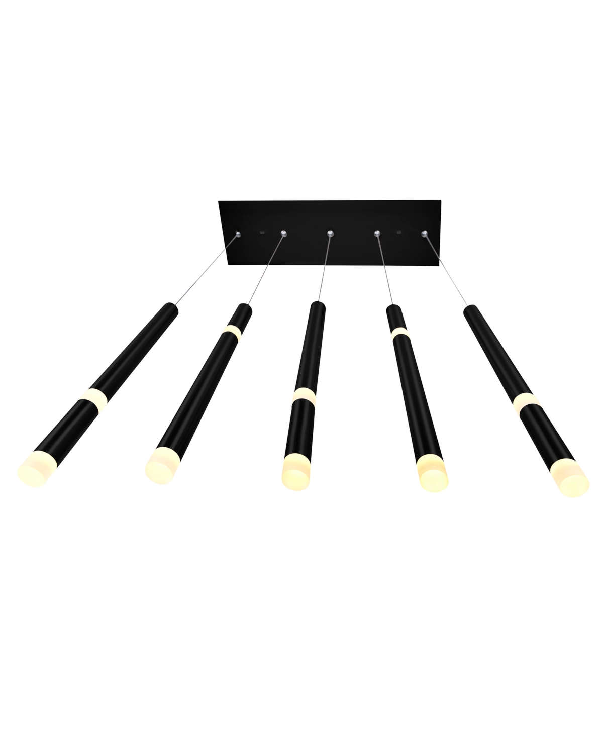 Cwi Lighting 26" Metal Flute 5 Light Led Chandelier In Black
