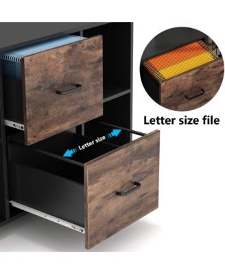 Large Mobile Lateral Filing Cabinet, 2 Drawer File Cabinet with Storage Shelves and Rolling Wheels