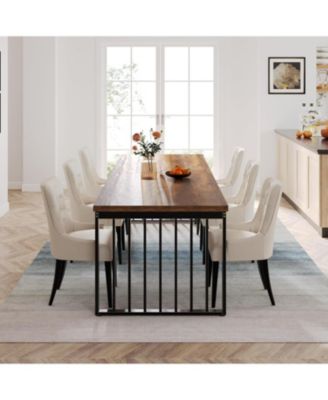 78.74" Long Rectangle Industrial Dining Table for 6-8 Person, Dining Table Wood Kitchen Table with Heavy Duty Metal Frame