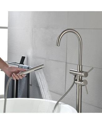 Freestanding Bathtub Faucet - High Flow Tub Filler with Handheld Shower and Swivel Spout