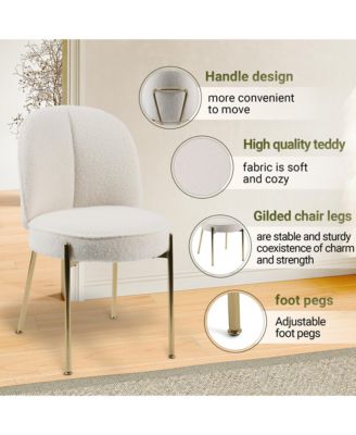 Teddy Set of 2  Fabric Adjustable Foot Nails Upholstered Seating  Dining Chair