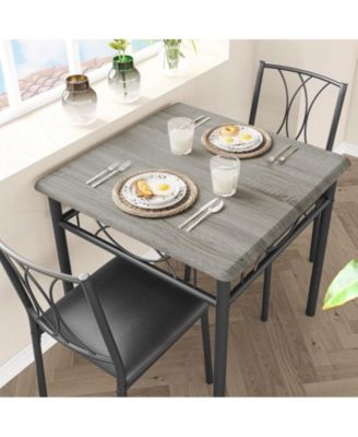 3 Piece Wood Upholstered  double "C" backrest Dining Table Set