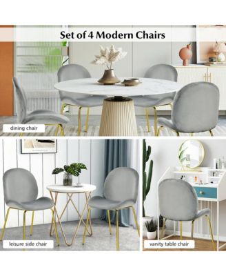 4PCS Velvet Dining Chair Accent Leisure Chair Armless Side Chair Green