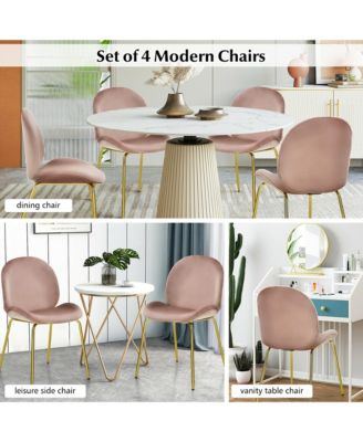 4PCS Velvet Dining Chair Accent Leisure Chair Armless Side Chair Green