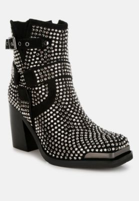Womens Babbon Studded Harness Detail Ankle Boots