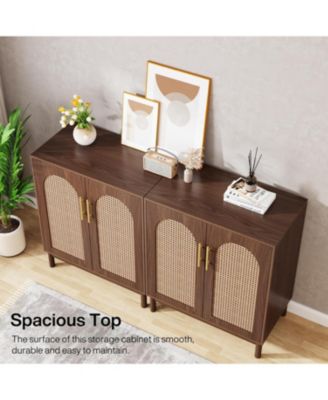 Set of 2 Accent Cabinet,59 Inch Rattan Sideboard Buffet Cabinet for Dining Room, Living Room, Kitchen