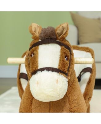 Baby Rocking Horse, Kids Ride on Horse w/ Sound, Safety Belt, Brown