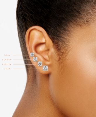 Diamond Four Prong Screw Back Stud Earrings (2 ct. t.w.) in 14k Gold