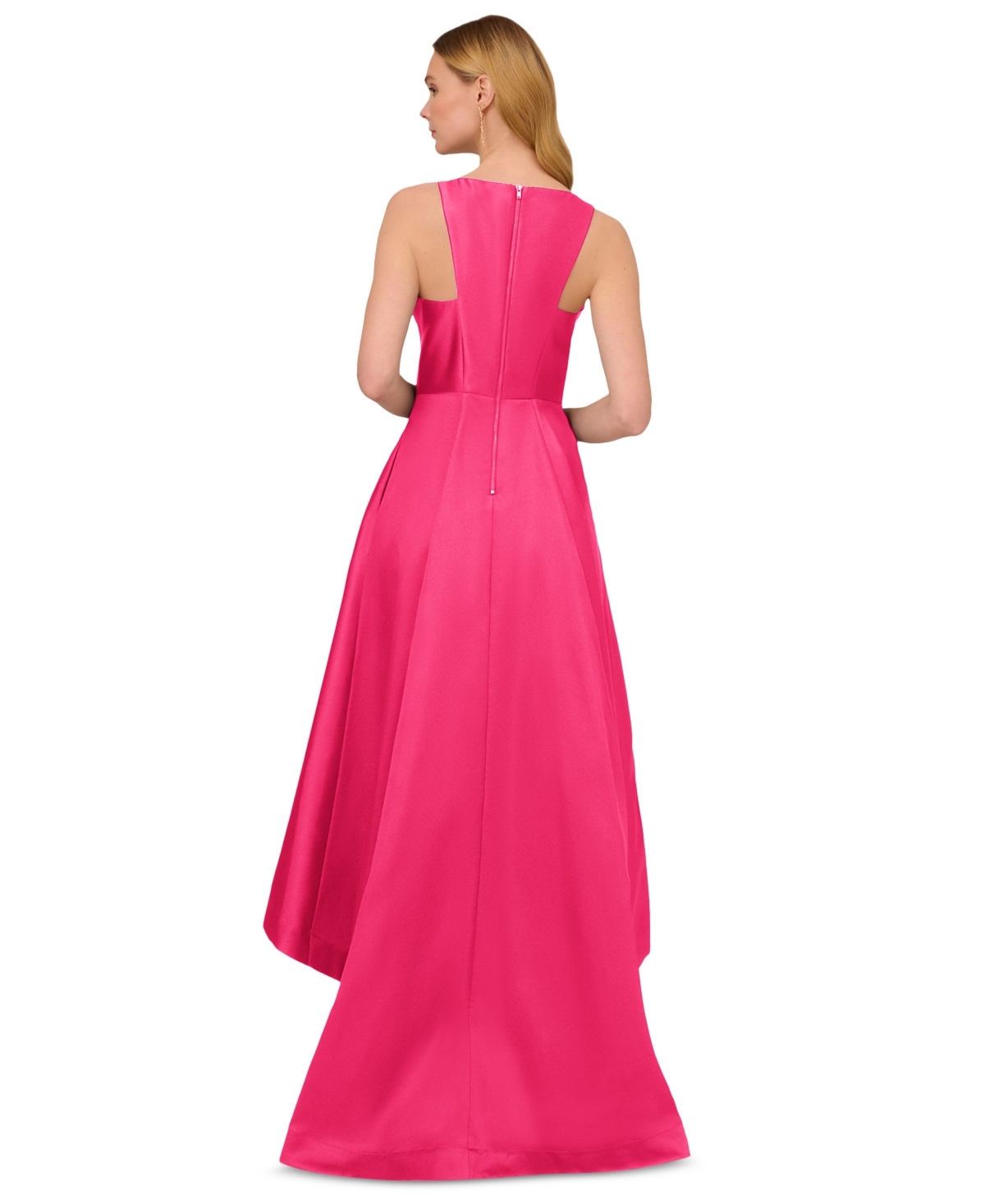 ADRIANNA PAPELL HIGH-LOW MIKADO GOWN 