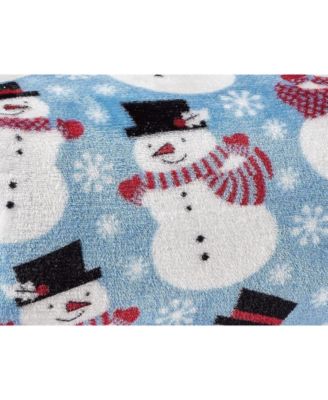 Holiday Living Winter Blues Snowman Christmas Ultra Soft And Plush Hypoallergenic Throw Blanket