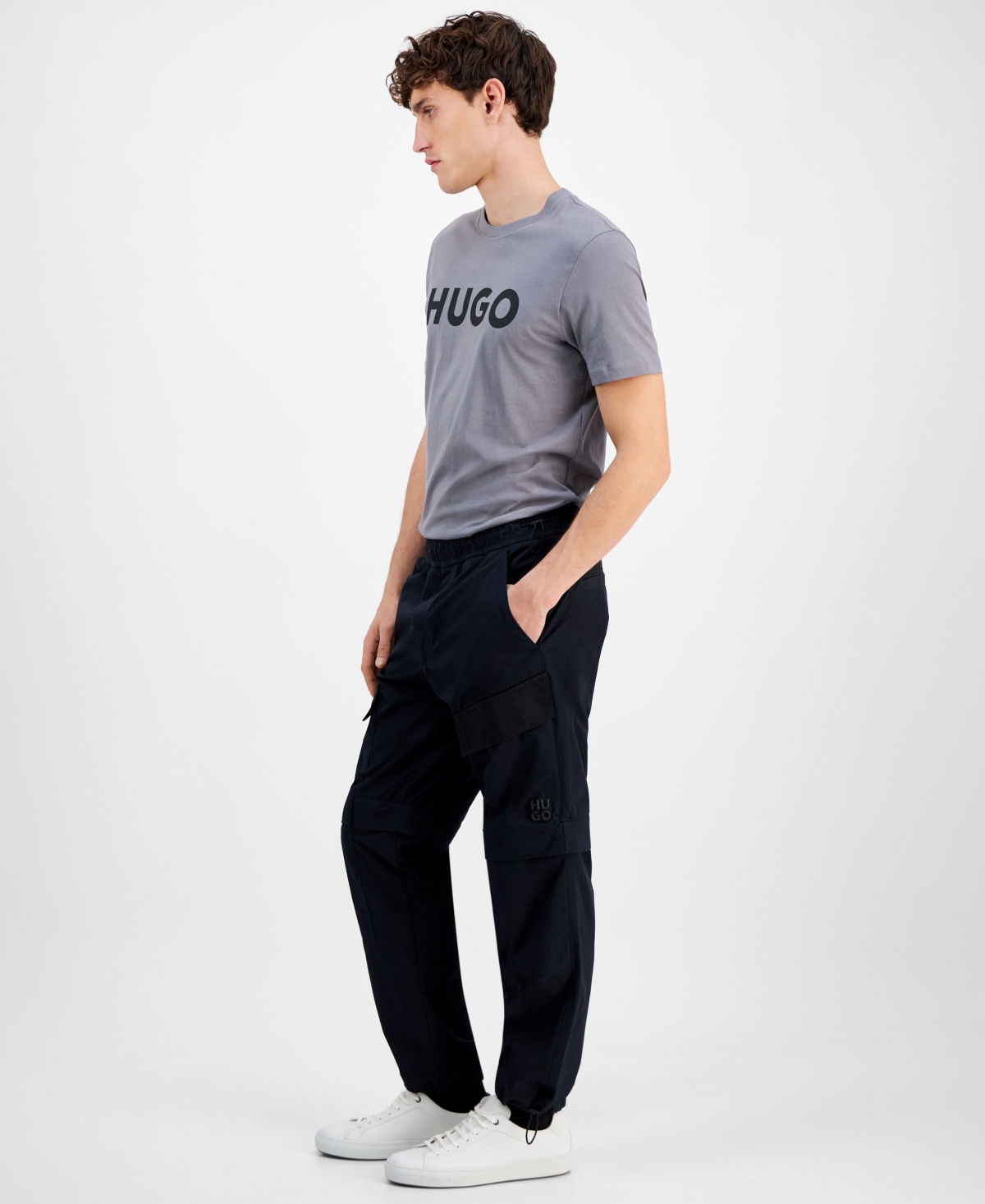 Hugo Boss Men's Glenn Drawstring Cargo Pants In Black