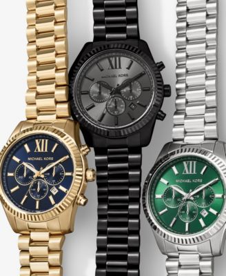 Men's Lexington Chronograph Black Ion Plated Stainless Steel Watch 44mm