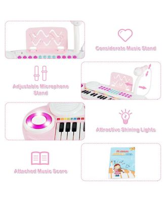 37 Keys Kids Toy Electronic Organ Portable Piano Keyboard w/ Microphone