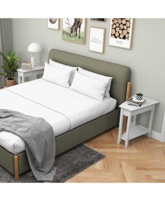 2-Tier Wood End Table Irregular Narrow Sofa Side Nightstand