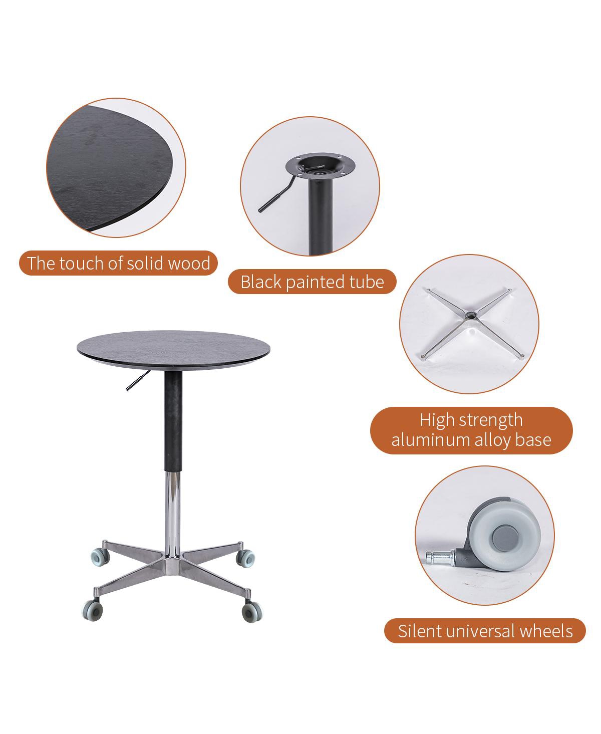 Slickblue Movable Adjustable Coffee Table 360 Swivel Counter Bar Height Aluminum Star Base Movable for End Table Dining Room Home Kitchen Table - Blac