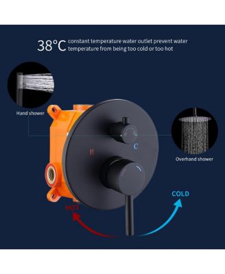 Wall-Mounted Shower Faucet Combo Set - 10" Rainfall Shower Head & Handheld, Matte Black Finish