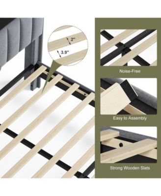 Queen/Full Size Bed Frame w/Storage Headboard & Charging Station & LED Light No Box Spring Needed, Full