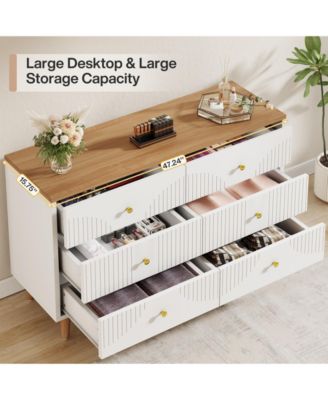 6 Drawer Dresser, 47" Modern Wood Storage Organizer Chest of Drawers