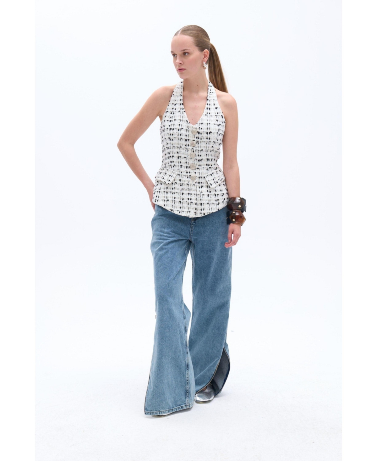 Nocturne Women's Tweed Vest - Multi-colored