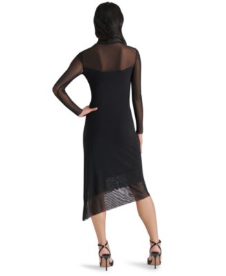 Women's Blare Mesh Asymmetrical-Hem Midi Dress