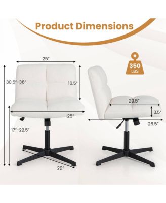 Armless Office Chair with Adjustable Height 360° Rotation Soft Faux Fabric Study
