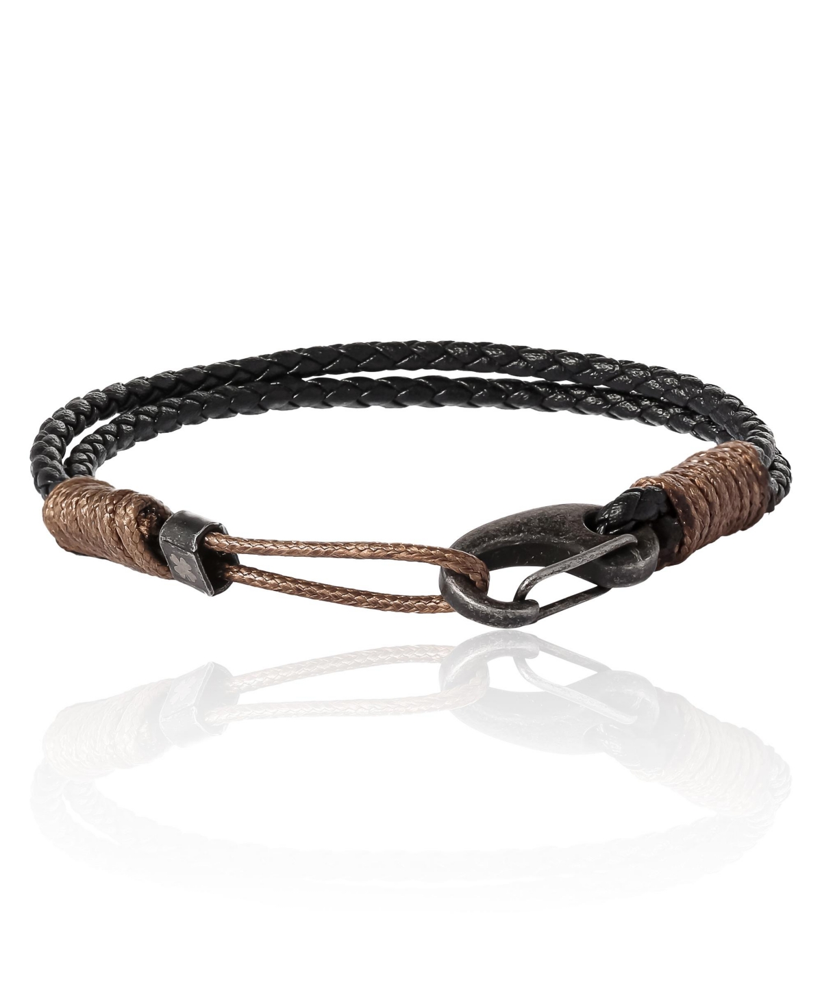 Lucky BrandBraided Leather Bracelet - Rugged Men s Adjustable Rope Bracelet - Black, brown