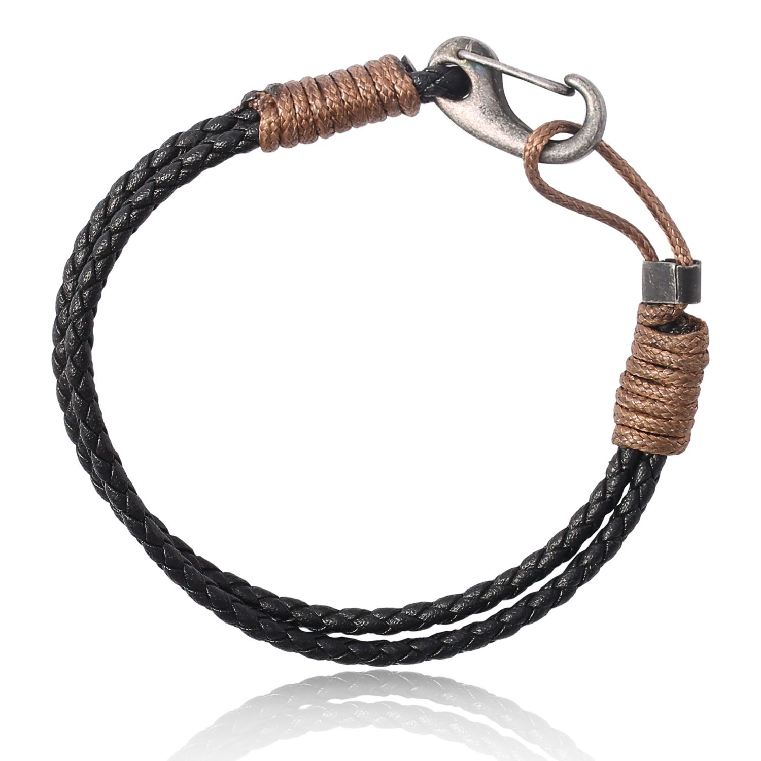 Carabiner Cord Stainless Steel Bracelet for Men, Braided Bracelet, Mens Jewelry