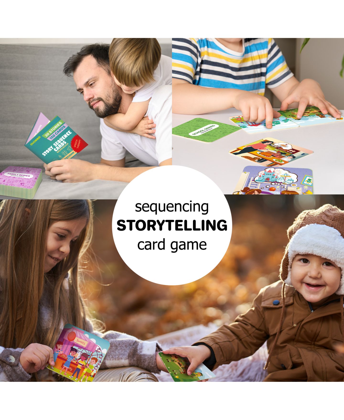 Детские карточные игры Quokka Think. Feel. Tell. Speech Therapy Story Sequencing Card Game, 150-Piece, Ages 3-4 — фото 8