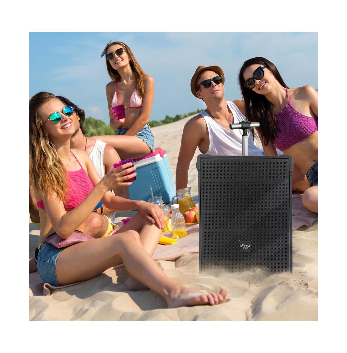 Pyle Portable Bluetooth Pa Speaker System with Wireless Microphones, Usb/Sd/Fm - 600W, PWMA1099A