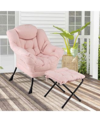 Lazy Sofa Chair Accent Leisure Armchair with Folding Footrest & Storage Pocket