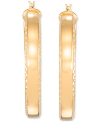 Polished Textured Hoop Earrings in 18k Yellow Gold Over Sterling Silver (45mm)