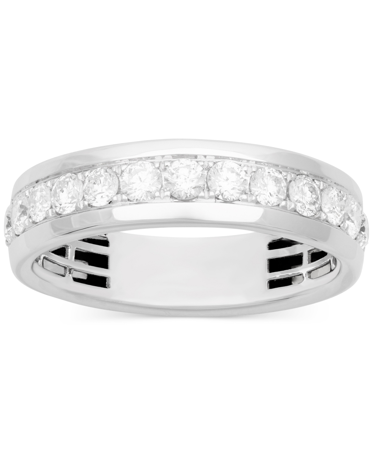 Macy's Men's Diamond Comfort Fit Band Ring (1 Ct. T.w.) In 14k White Gold (also In 14k Yellow Gold) In White Gold