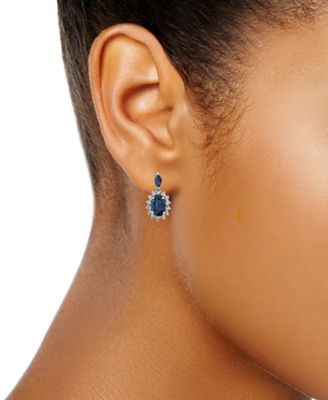 Sapphire & Diamond Drop Earrings (1/5 ct. t.w.) in 14k White Gold