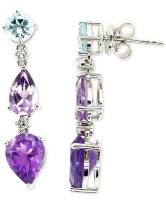 Multi-Gemstone Pear Drop Earrings (4-4/5 ct. t.w.) in Sterling Silver