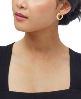 Polished Graduated Twisted Circle Small Hoop Earrings in 14k Gold, 1"