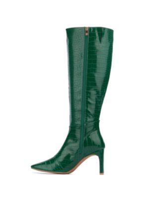 Women's Isabelle Croc Embossed Knee-High Boots Dress Boots