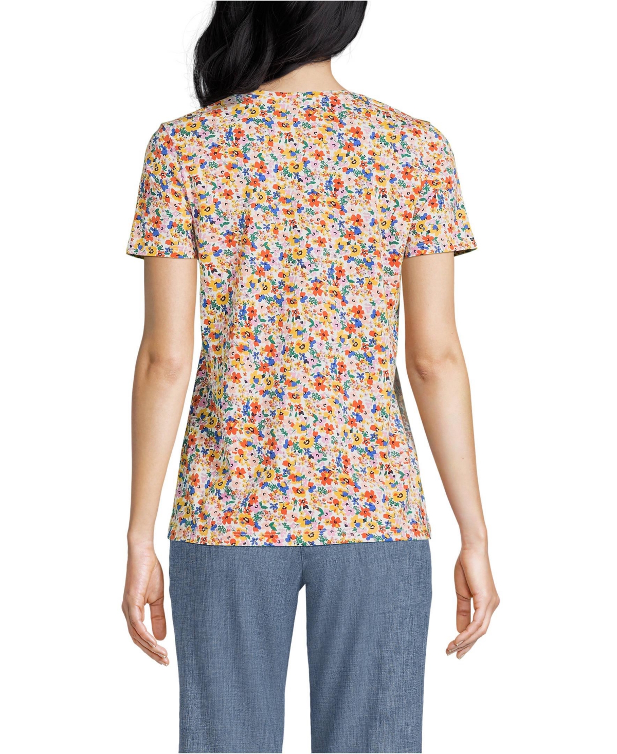 Lands' End Women's Relaxed Supima Cotton V-Neck T-Shirt