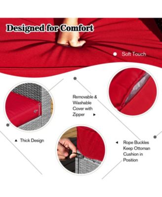 8 Pieces Patio Rattan Furniture Set with Storage Waterproof Cover and Cushion-Red