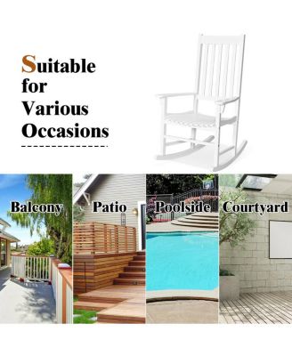 Indoor Outdoor Wooden High Back Rocking Chair-White