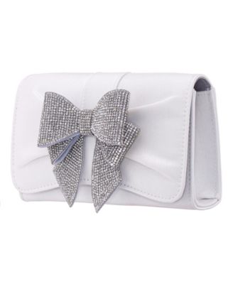 Tiered Crystal Bow Flap Clutch