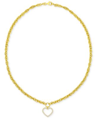 Macy's - Diamond Open Heart Necklace (1/4 ct. t.w.) in 14k Gold-Plated Sterling Silver