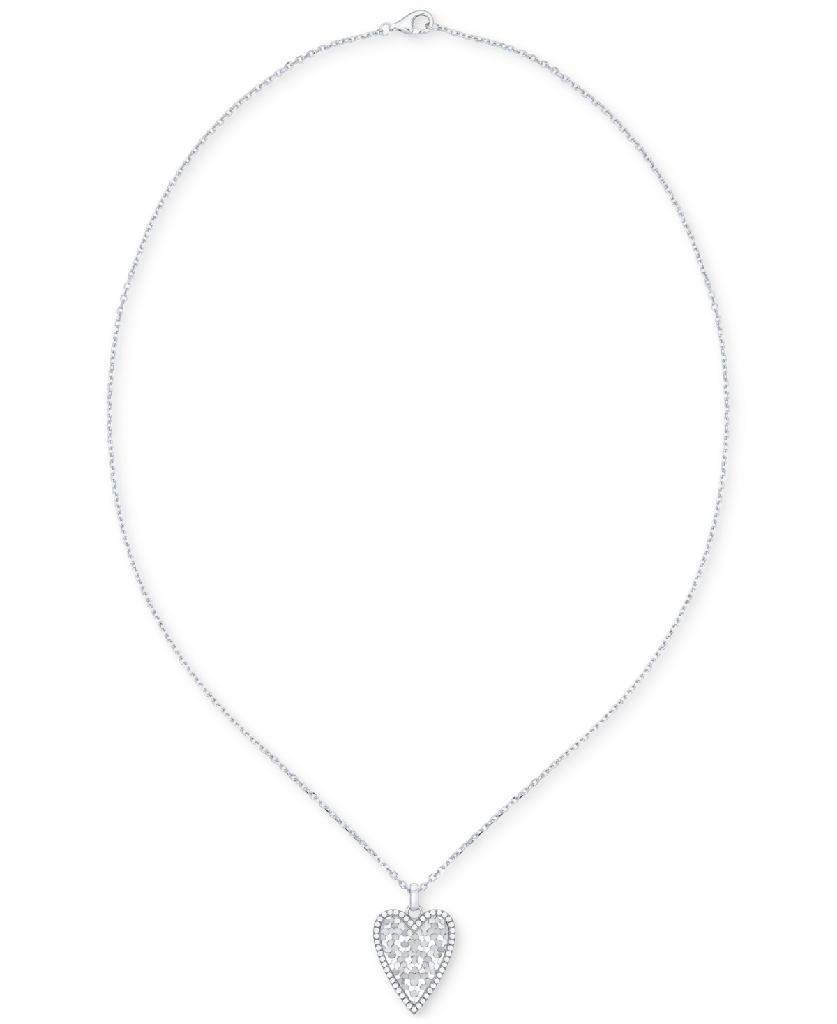 MACY'S DIAMOND BORDER DIAMOND-CUT HEART PENDANT NECKLACE (1/4 CT. T.W.) IN STERLING SILVER 