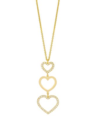 Macy's - Diamond Graduated Open Heart Pendant Necklace (1/3 ct. t.w.) in 14k Gold-Plated Sterling Silver, 18"+2" extender