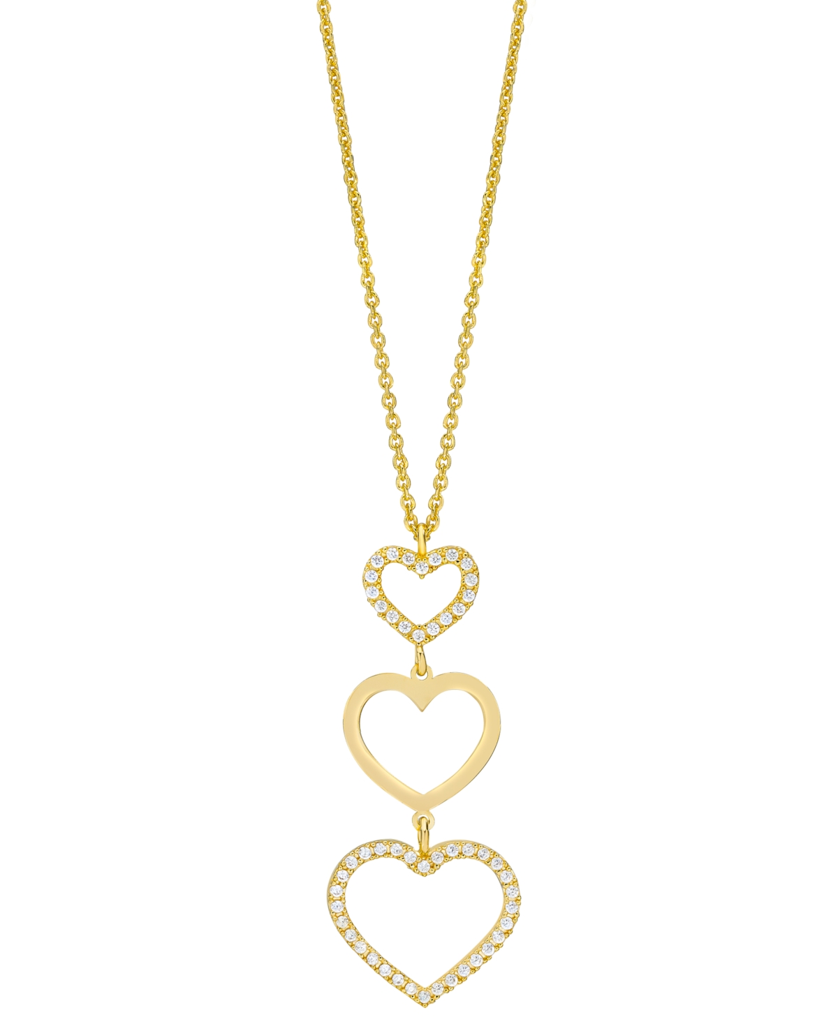 MACY'S DIAMOND GRADUATED OPEN HEART PENDANT NECKLACE (1/3 CT. T.W.) IN 14K GOLD-PLATED STERLING SILVER, 18" 