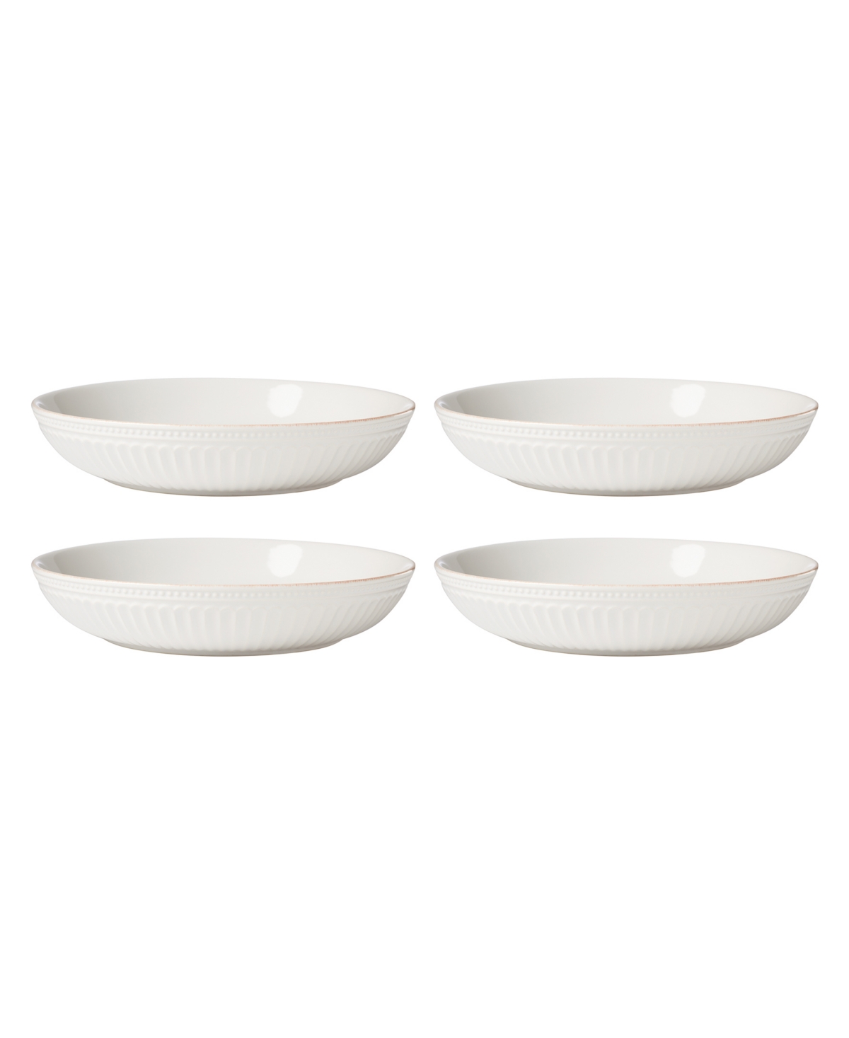 French Perle Groove Dinner Bowls, Set of 4 - White